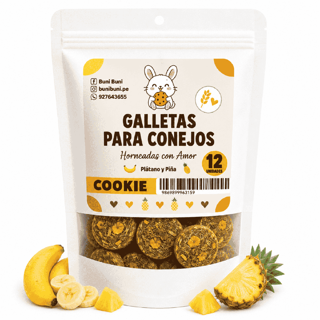 BUNI BUNI GALLETA HENO PLÁTANO Y PIÑA 12 UNIDADES