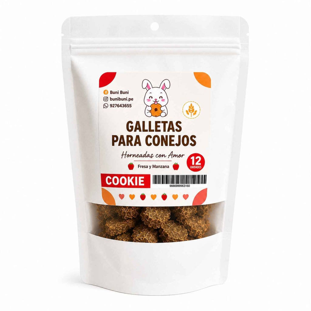 BUNI BUNI GALLETA HENO FRESA Y MANZANA 12 UNIDADES