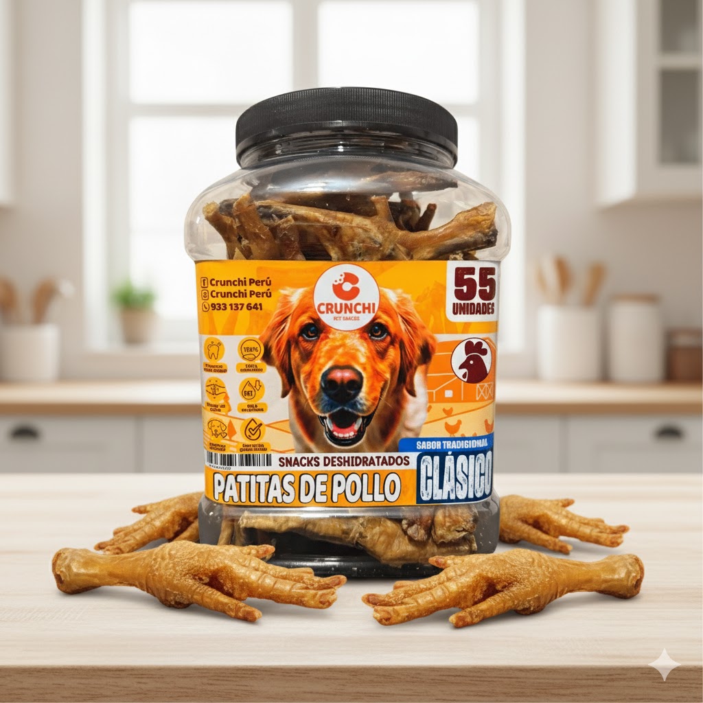 CRUNCHI PATAS DE POLLO FRASCO X 55 UNID