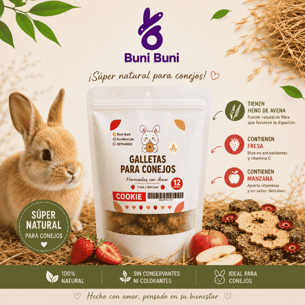 BUNI BUNI COOKIE FRESA Y MANZANA 12 UNIDADES