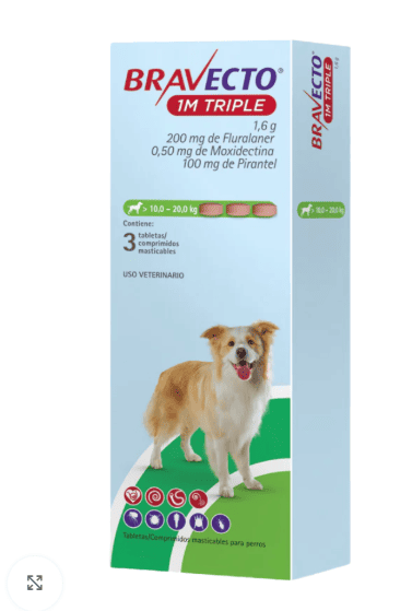 BRAVECTO 1M TRIPLE 10 - 20 KG X 1 PASTILLA