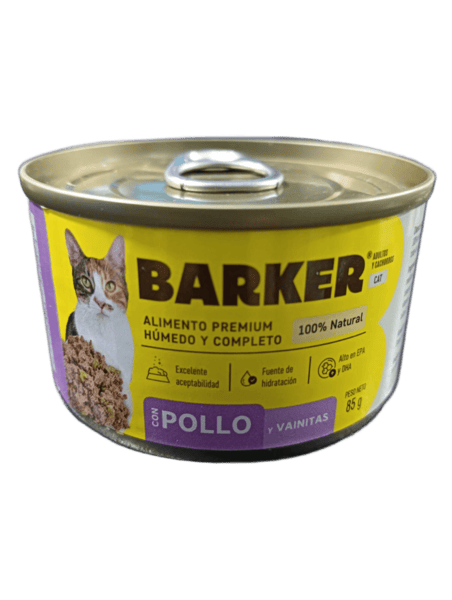BARKER GATO LATA POLLO Y VAINITAS 85 G