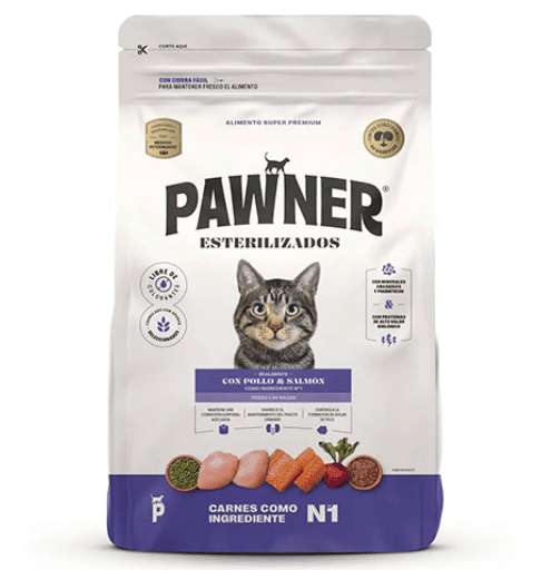 PAWNER GATO ESTERILIZADO POLLO Y SALMÓN 3 KG