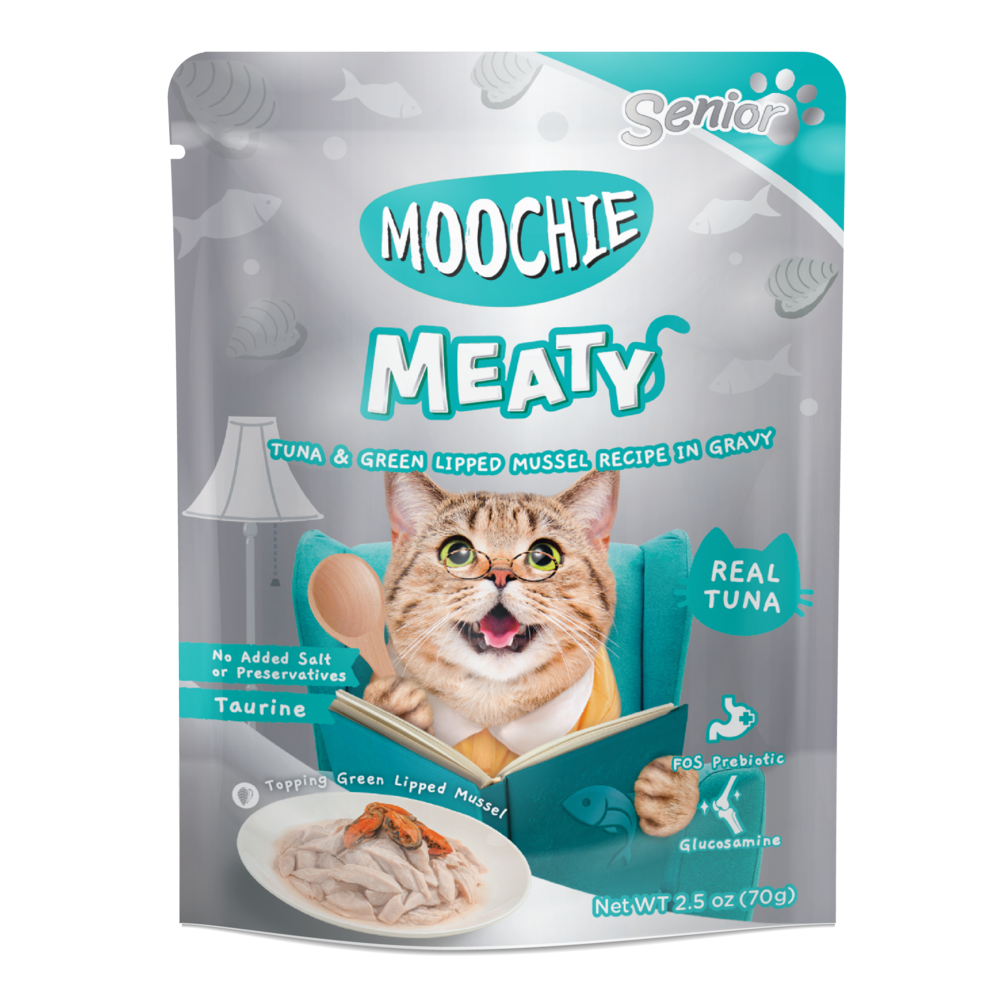 MOOCHIE CAT POUCH - SENIOR MEATY TUNA & GREEN LIPPED MUSSEL RECIPE IN GRAVY 70 G