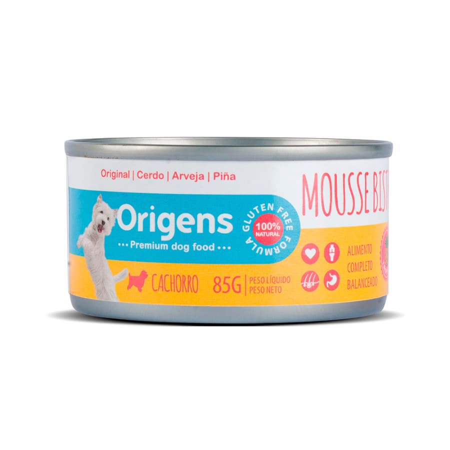 ORIGENS PERRO CACHORRO CERDO, ARVEJA Y PIÑA 85 G 