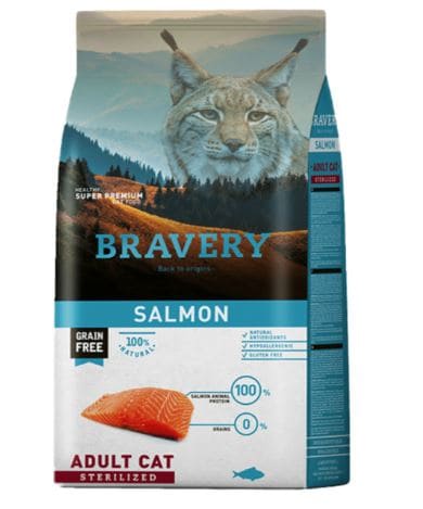 BRAVERY GATO ADULTO ESTERILIZADO SALMÓN 7 KG 