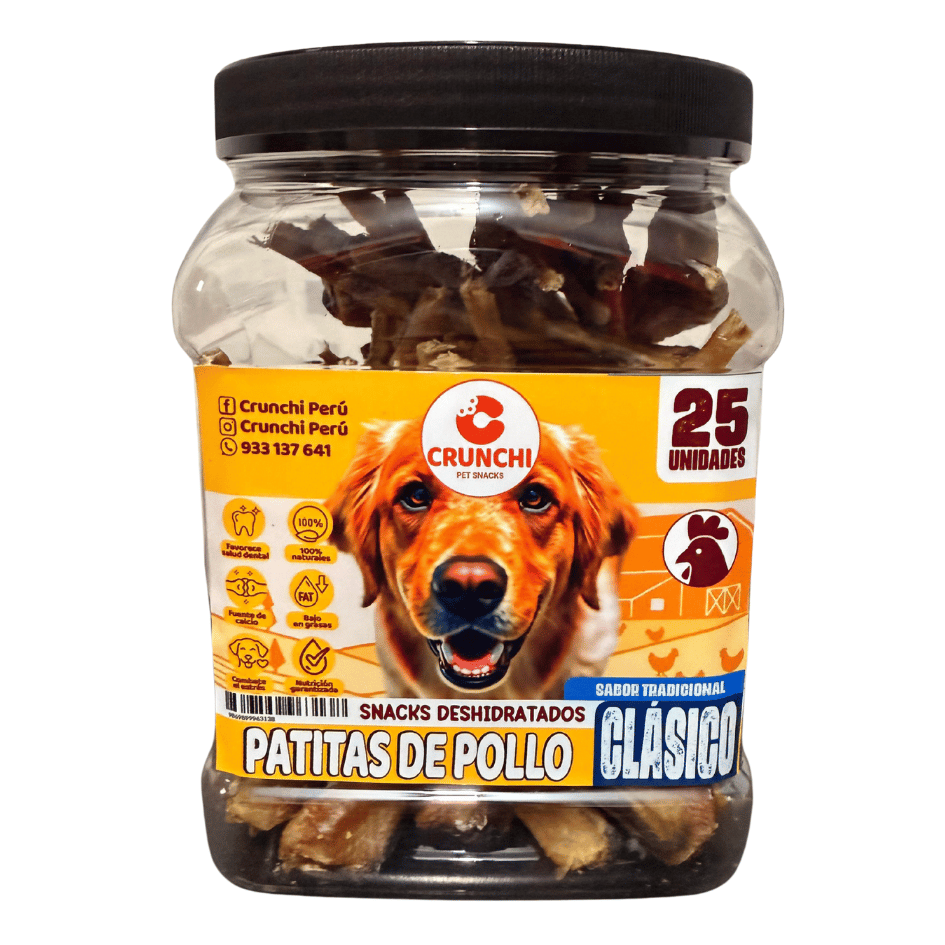 CRUNCHI PATAS DE POLLO FRASCO X 25 UNID