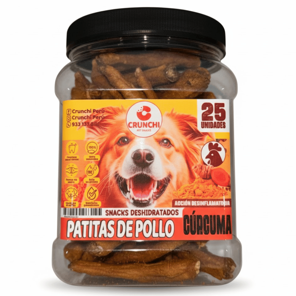 CRUNCHI PATAS DE POLLO CÚRCUMA FRASCO X 25 UNID