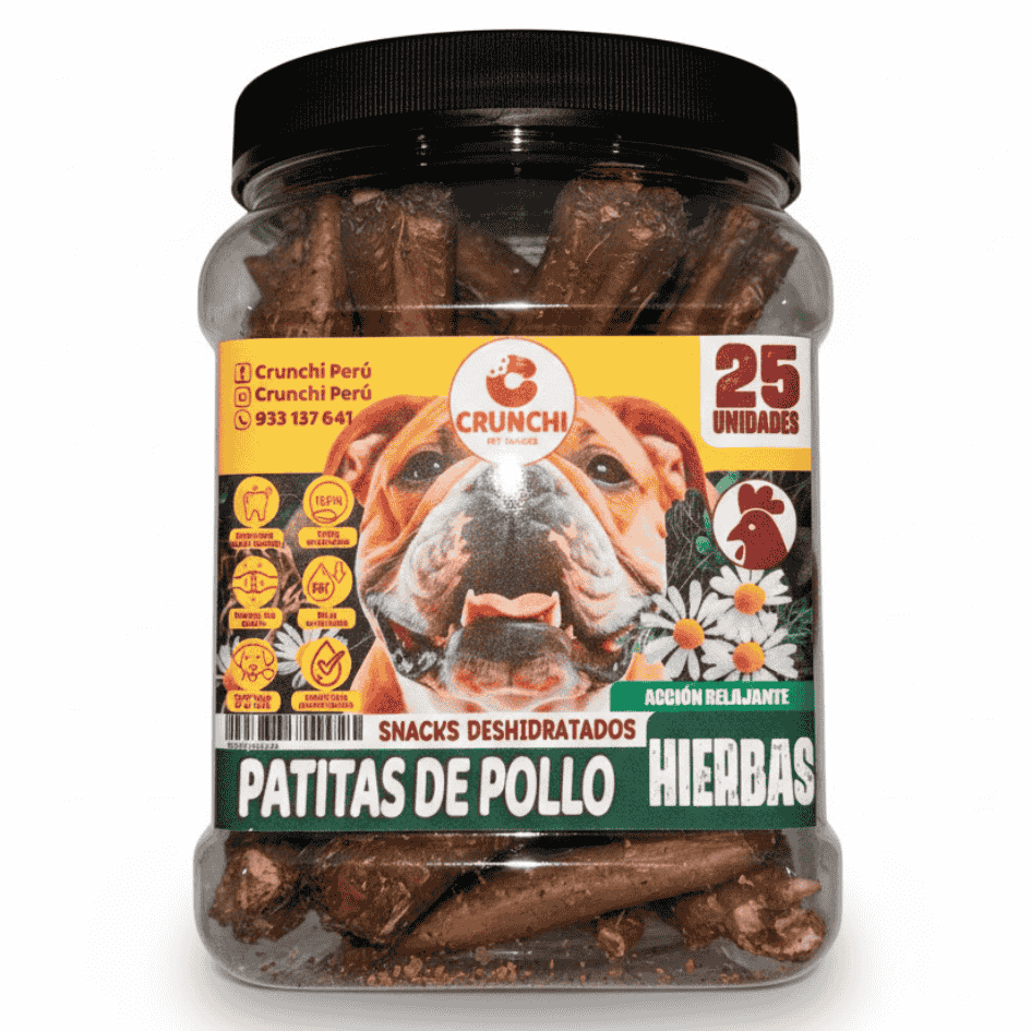 CRUNCHI PATAS DE POLLO HIERBAS FRASCO X 25 UNID