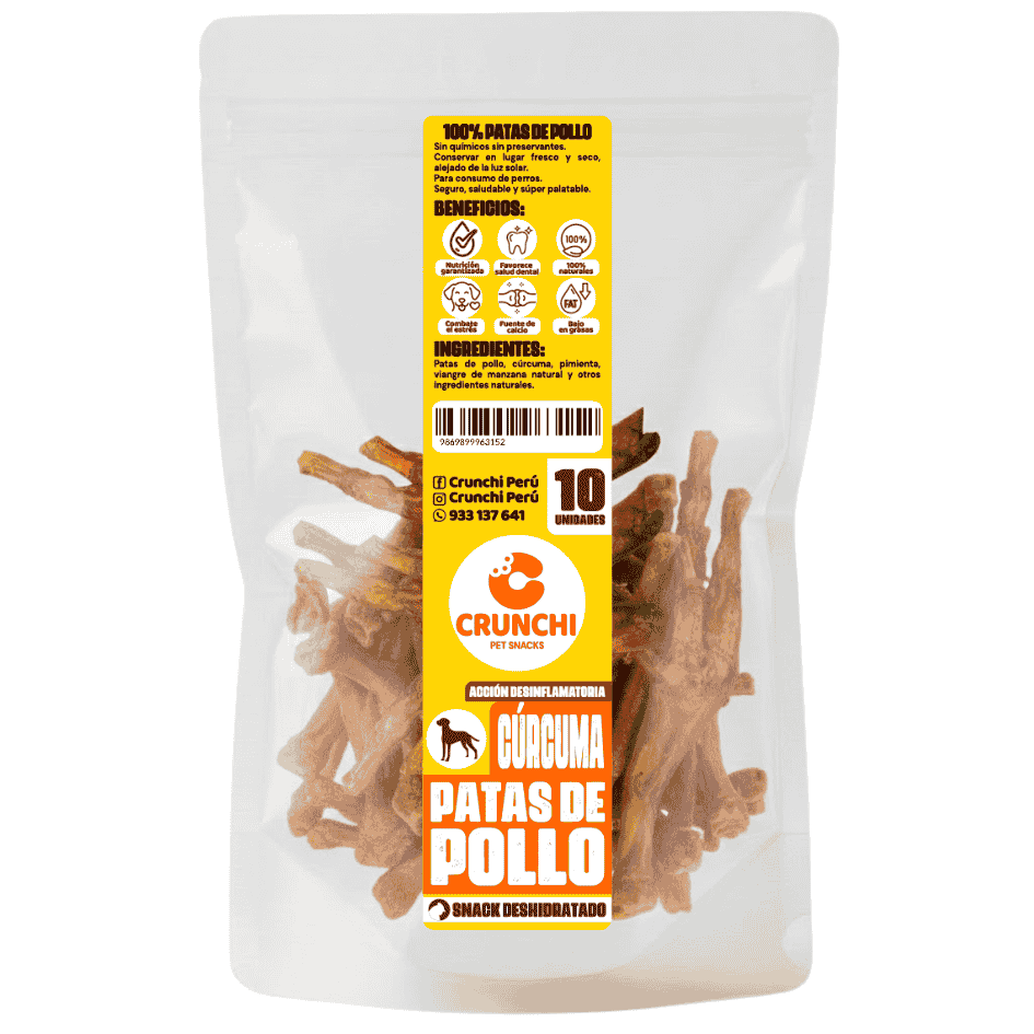 CRUNCHI PATAS DE POLLO CÚRCUMA X 10 UNIDADES