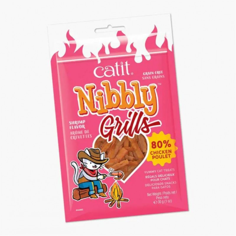 CAT IT SNACK NIBBLY GRILLS POLLO & CAMARÓN 30 GR
