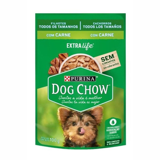 DOG CHOW POUCH CACHORRO CARNE Y LECHE 100 G