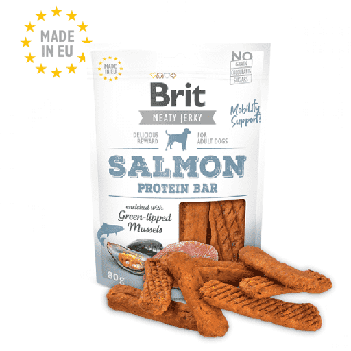 BRIT JERKY SNACK SALMON PROTEIN BAR FOR DOGS 80 G