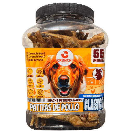 CRUNCHI PATAS DE POLLO FRASCO X 55 UNID