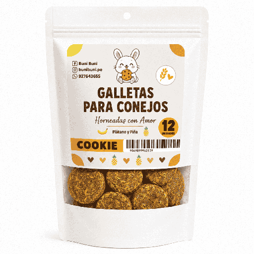 BUNI BUNI GALLETA HENO PLÁTANO Y PIÑA 12 UNIDADES